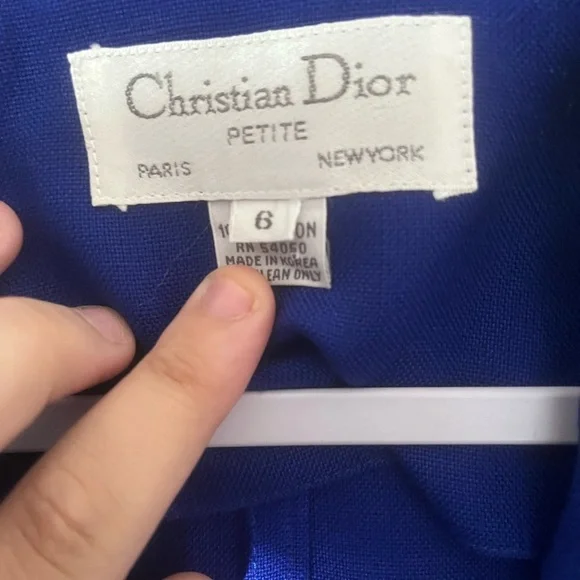 Vinatge Christian Dior Petite Bright Blue Rayon SuitSet Size 6/8